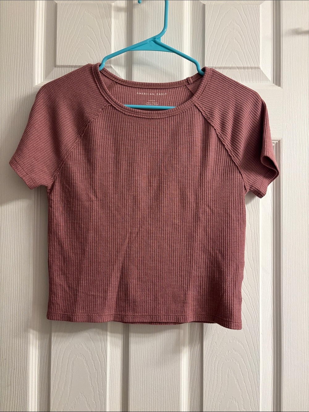 American Eagle Outfitters Mauve Waffle Knit Short Sleeve Tee